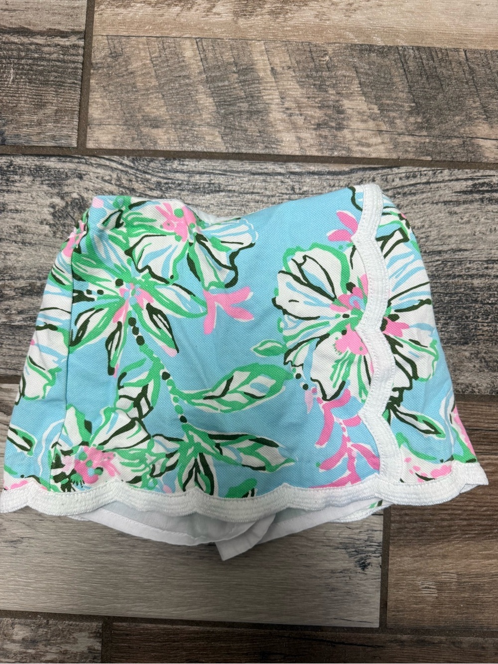 Lilly Pulitzer Blue Floral Girls Skort with Pink & Green Accents